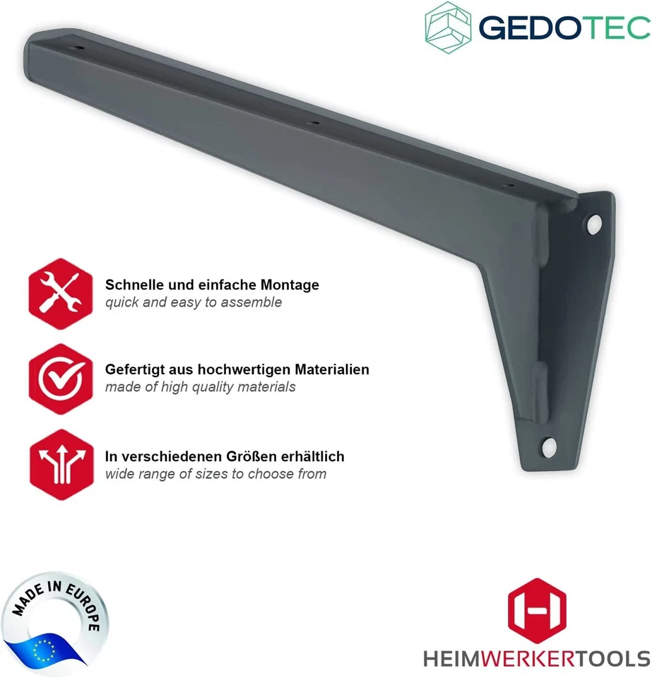 2x staffe per mensole Metallo Vettore Carico Pesante Angolo Acciaio 150 KG - Immagine 3 di 4