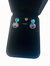 David Yurman Sterling Silver Black Orchid & Blue Topaz Chatelaine Drop Earrings