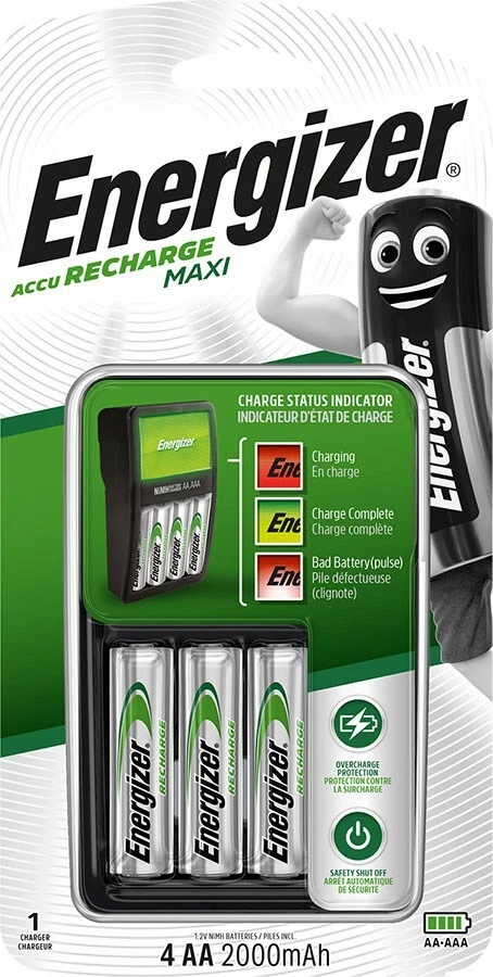 7638900321401 Energizer Maxi ACCU HR6 POW Ladegerät + 2 AA 2000 mAh Akkus ENERGI - Bild 1 von 1