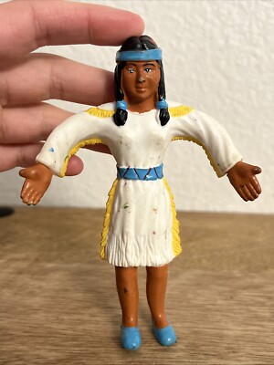 Indianer Squaw Frauen biegsame 5'' Actionfigur Gummi Vintage (1994) Spielzeug 