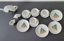Vintage Kids 17 Piece China Tea Set Christmas Tree Teddy Bears