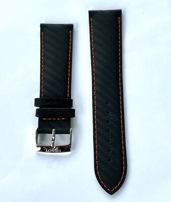 Bracelet De Montre Tissot Authentique - Noir, Point Orange - 22 Mm - Neuf Sans étiquettes