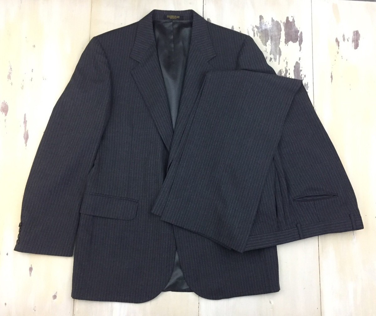EVAN PICONE - Mens Gray Wool Pinstripe 2-button Suit Jacket