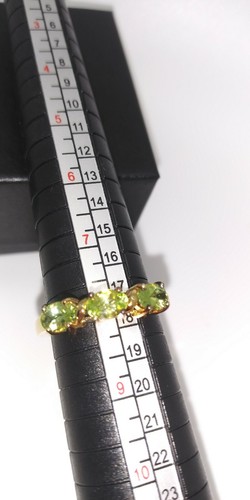 HSN Technibond Peridot? 3 Stone Ring Size 8 New Old Stock 925 Sterling Silver - Picture 4 of 8