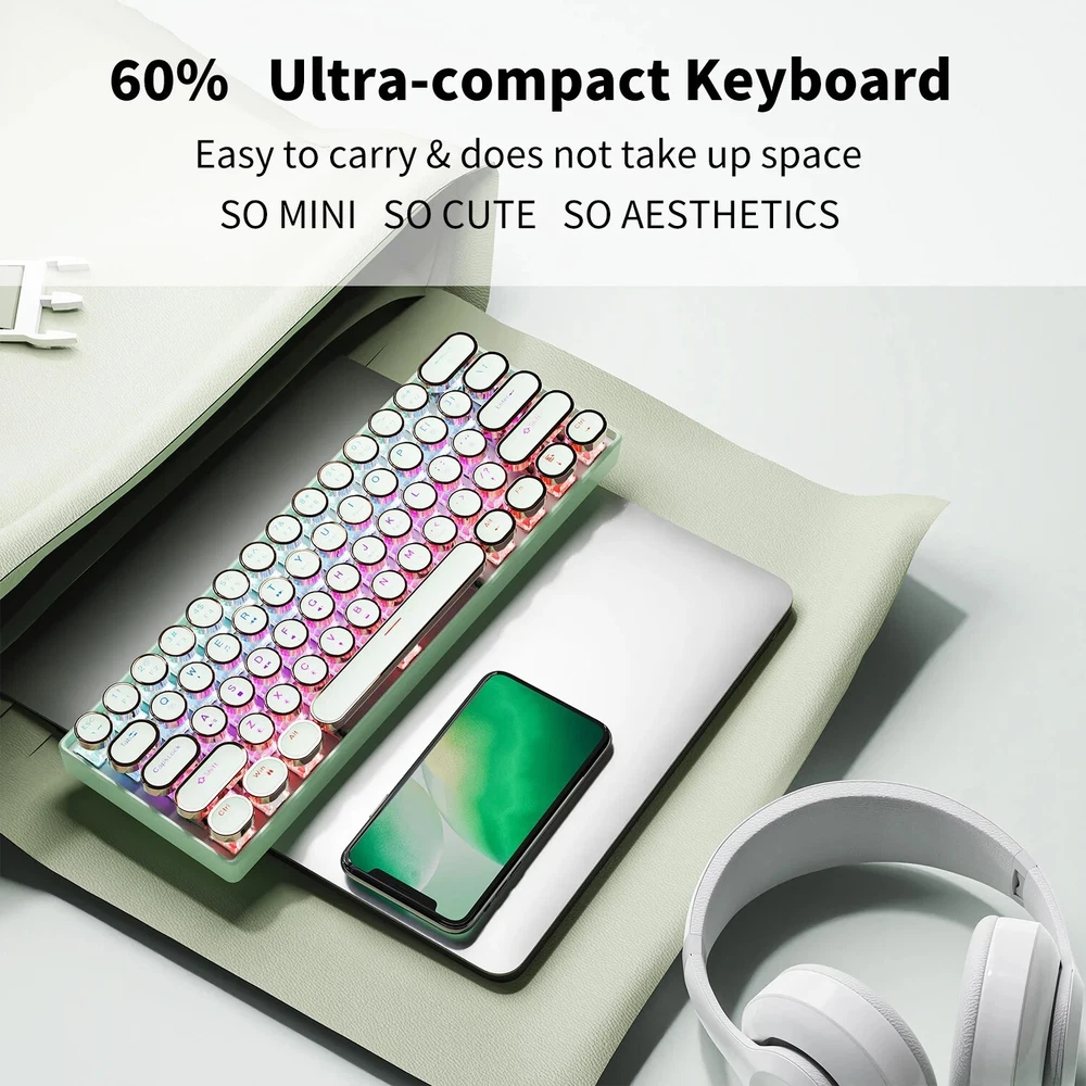 Wireless 60% RGB Gaming Keyboard Bluetooth Compact Mechanical G61