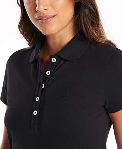 nautica women's easy classic short sleeve stretch cotton polo dress Nautica Women's Short Sleeve Solid Polo Dress True Black, XL