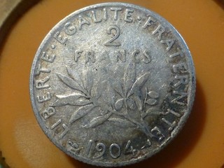 2 FRANCS SEMEUSE (ARGENT) 1904 RARE & QUALITE TB ! 9 96gr !