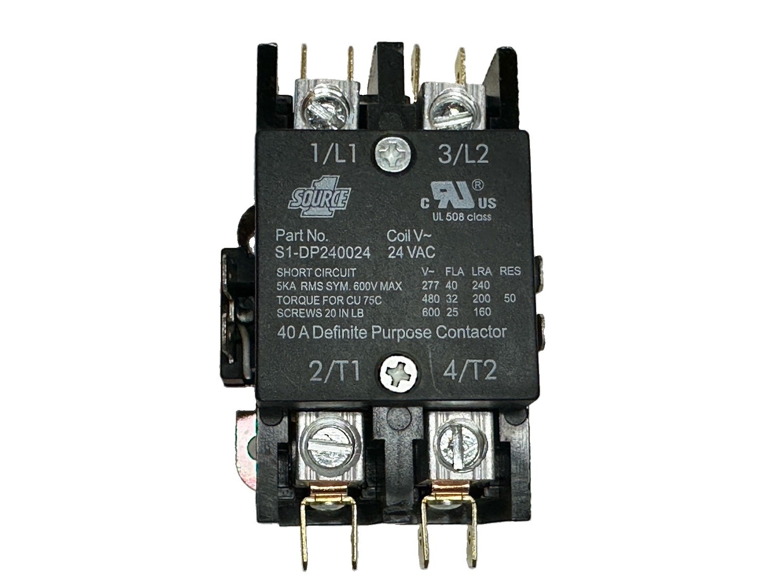 Source 1 S1-DP240024 2 Pole 40A Contactor 24VAC Coil HVAC
