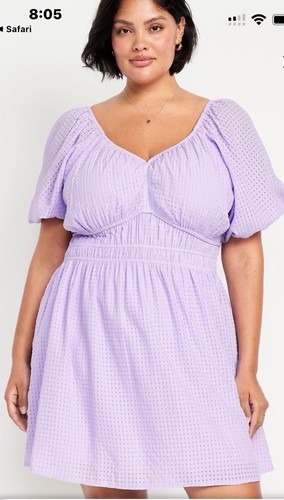Old Navy Smocked Purple Smocked Short Puff Sleeve Mini Dress Plus Size Xxl