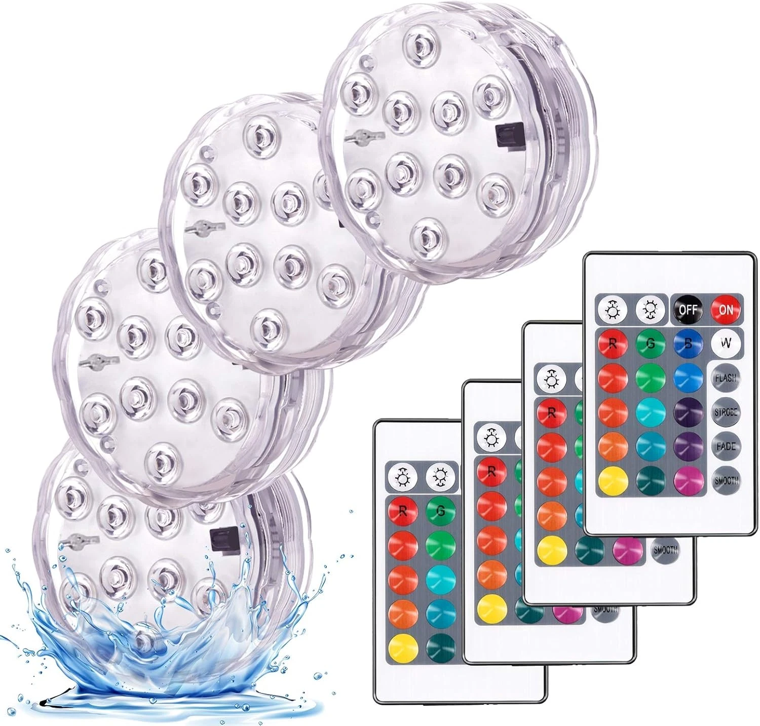 Submersible Led Battery Operated Spot Lights with Remote, Decorative Fish Bowl S