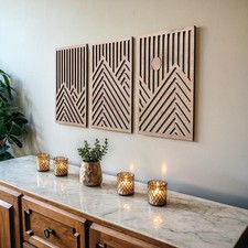 Wooden Wall Sculpture Set of Three - Large Wall Art