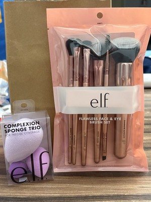 e.l.f. Full Size Flawless Face & Eye Brush Set + Complexion Sponge Trio