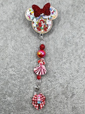 Ariel The Little Mermaid Beaded Badge Reel Holder ID Retractable Alligator Clip