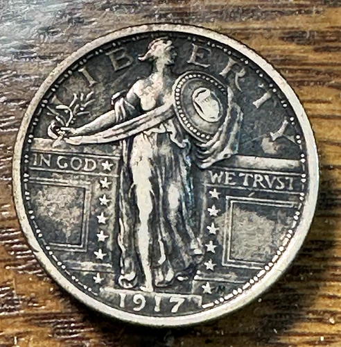 1917 Type 1 Standing Liberty Quarter Super Original Deeply Toned VF/XF CHRC