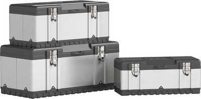 3 Stück Stahl Werkzeugkoffer Set 23/19/16 Zoll pulverbeschichtet abnehmbare Tablettgriffe