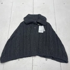 Metro 7 Capelet Sweater Womens Medium Charcoal Gray Knit Shawl Poncho Wrap