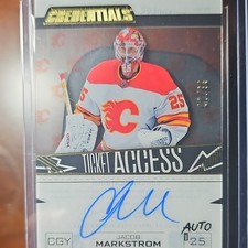 Upper Deck 2023-24 Credentials Ticket Access Auto /99 Jacob Markstrom Flames