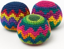 Multicolored Crochet Assorted Geometric Pattern Hacky Ball, Foot Bag Kick Sac...