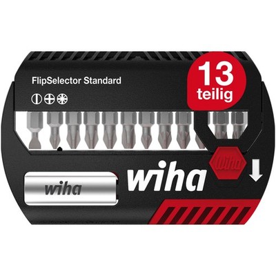 Set Wiha Bit FlipSelector 15tlg Gürtelclip Standard 25mm Schlitz Kreuz Pozidriv