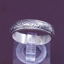 sz 9.75, mexico sterling silver handmade 925 statement ring with swirl pattern