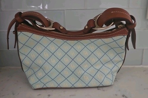 Vintage Dooney & Bourke Shoulder/Hand Bag Pink Canvas w/Brown Leather Trim NEW - Picture 2 of 10