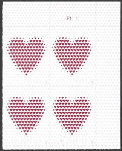 US Scott #5431 Forever (55c) Hearts - Love MNH Plate Block PB4 - 2020