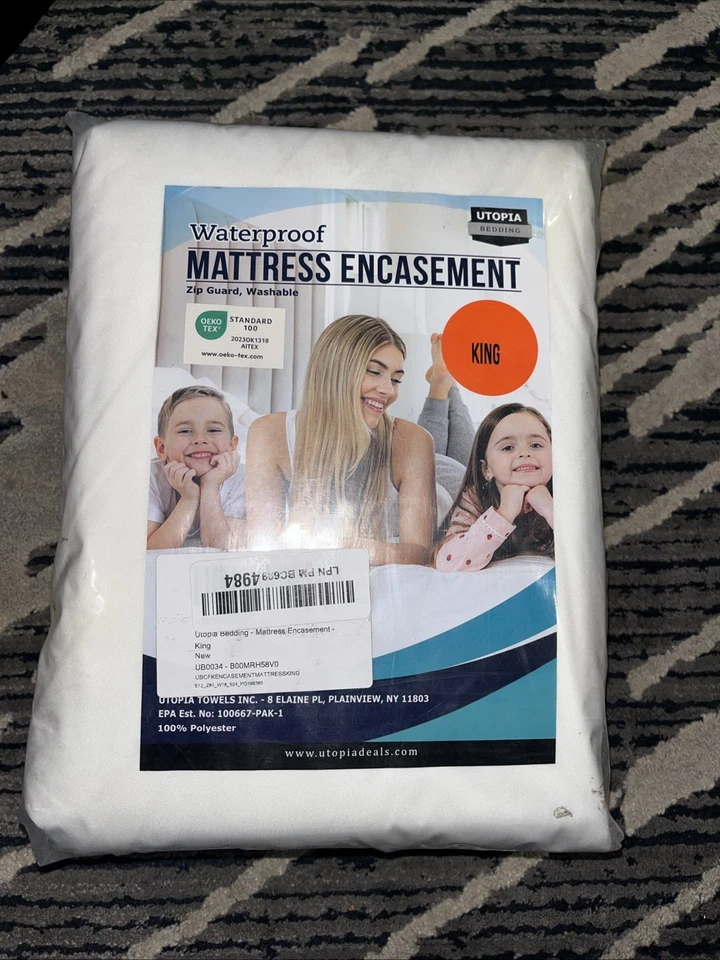 Protetor de colchão Utopia impermeável com zíper tamanho King branco - Imagem 2 de 4