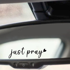 3X Just Pray Jesus Stickers for Cars - Vinyl Christian Sticker for Rearview Mirr