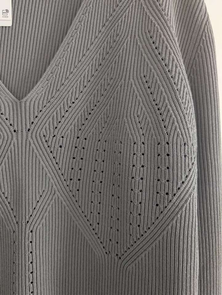 H&M Grey Pointelle Ribbed Jumper XL - Image 2 of 4