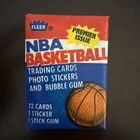 1986 Fleer NBA Basketball Wax Pack - Michael Jordan Rookie on Top - Kareem Back