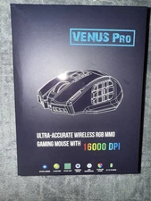 Venus Pro Ultra Accurate Wireless RGB MMO Gaming Mouse With 16000 DPI - Black