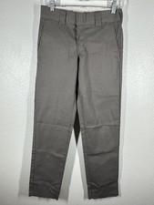 Dickies Flex Pants Mens 29x32 Gray Slim Tapered Work Chino Casual Poly Blend
