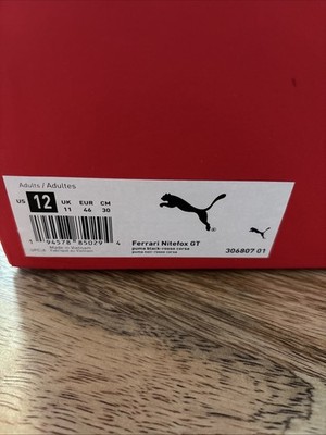 Puma Ferrari Nitefox GT Black-rose Corsa Puma Noir-Rosso Cosa Size 12 Eur 46