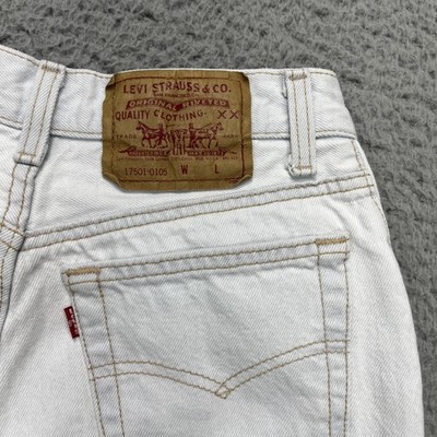 Vintage Levis 501 Jeans Womens 9 Rare Ice White Denim USA 80s High