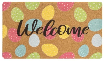 INOGIH Easter Eggs Coir Doormat Spring Easter Welcome Mat - Outdoor Entrance ...