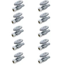 10 Pack XFITTING 1/2" PEX-B x 3/8" OD Compression Straight Stop Valve, Lead Free