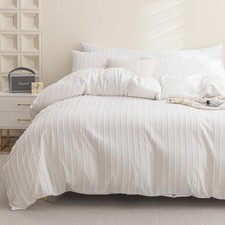 Duvet Cover Queen Size White - 3PCS Boho Striped Duvet Cover Set Polyester