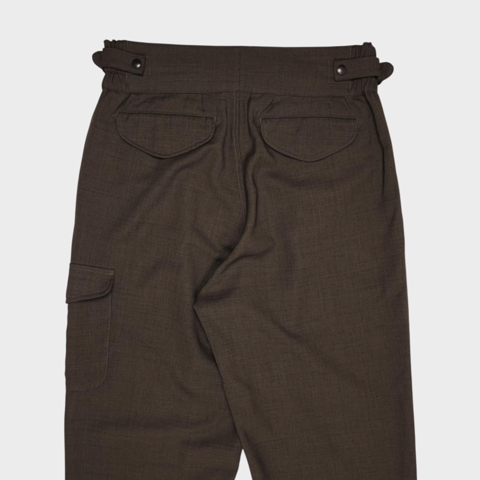 BEAMS PLUS Men's Khaki Pleated Loose Fit Gurkha Trousers - Size L
