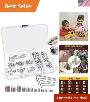 Comprehensive 240-Piece Set Screw Assortment - Cone Point & Polished Finish