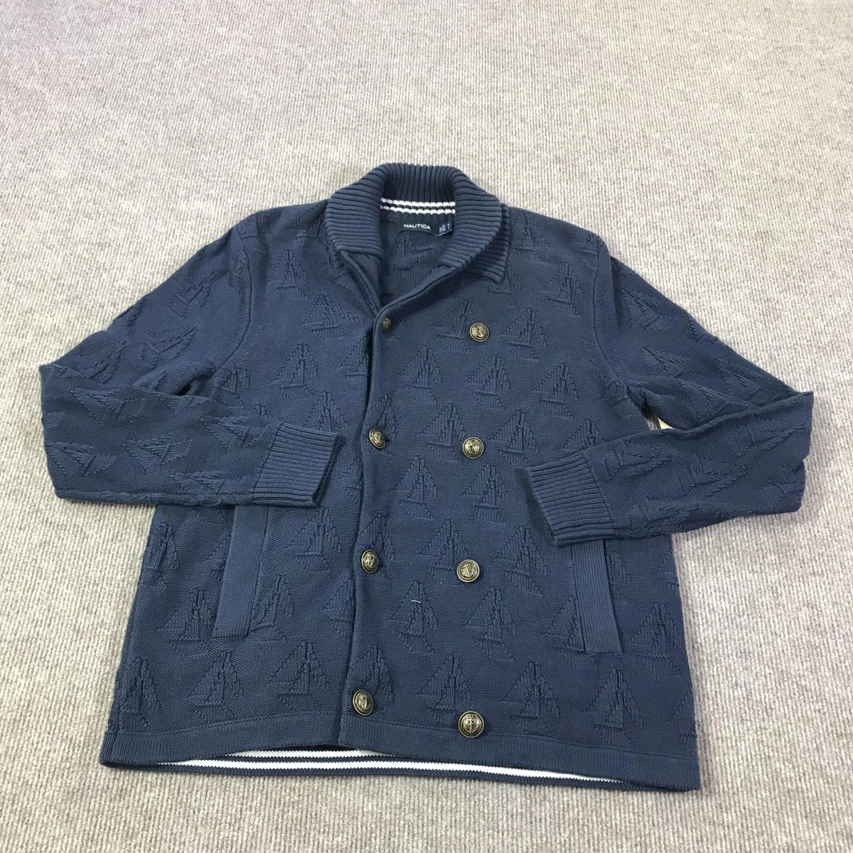 Cardigan Nautica Premium Pour Homme - 100% Coton Bleu Marine - Neuf Avec étiquette (NWT)
