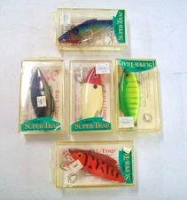 Lot of 5 Assorted Colors of New Super Trap, Bill Lewis Lure Co. 1.5 oz NOS. EXC.