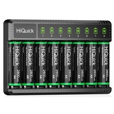 AA Rechargeable Batteries 8 Pack, 2800mAh with 8-Bay Smart Charger