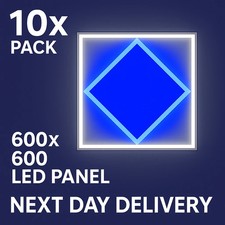 600x600 LED Ceiling Panel Light Blue Diamond 64W Ultra Bright Grid Tile 10 PACK