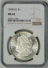 1878-CC  NGC  MS63  *  CARSON CITY MORGAN DOLLAR  *  #6526211-004