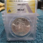 Morgan silver dollars us coins 1883 -CC  graded MS63  ANACS