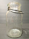 Vintage Ball Ideal Clear Glass Qt Square Mason Canning Jar Wire Bail Made In USA — photo 3