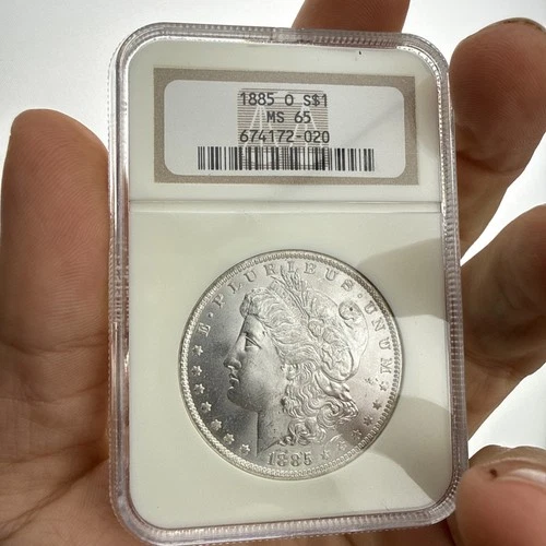 1885 O Morgan Silver Dollar $1 NGC MS 65 **BLAST WHITE GEM UNC** OLD HOLDER 