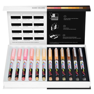 Pigment Decobrush Acrylic Paint Markers, 12 Nude Colors Collection, Brush Tip...