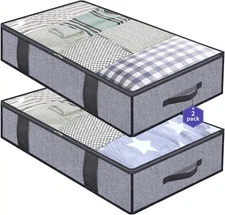 Onlyeasy Foldable Underbed Bags 2 Pack - Blankets Clothes Comforters Storage 