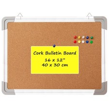 Cork Board Set for Wall - Bulletin Corkboard 16 x 12 in with 10 16x12"